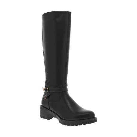 Bottes noires pourvue d'une fermeture zippée et de liens décoratifs