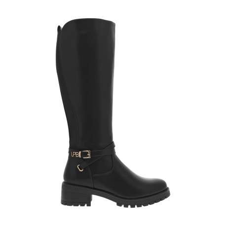 Bottes noires pourvue d'une fermeture zippée et de liens décoratifs - Image 2