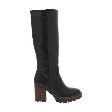 Bottes noires à talon décroché haut avec un zip et soufflet élastiqué caché - Image 2