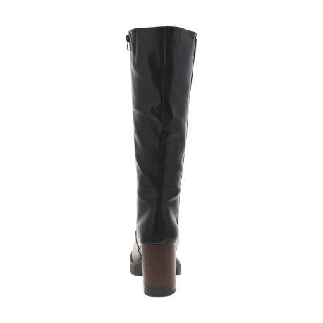 Bottes noires à talon décroché haut avec un zip et soufflet élastiqué caché - Image 4