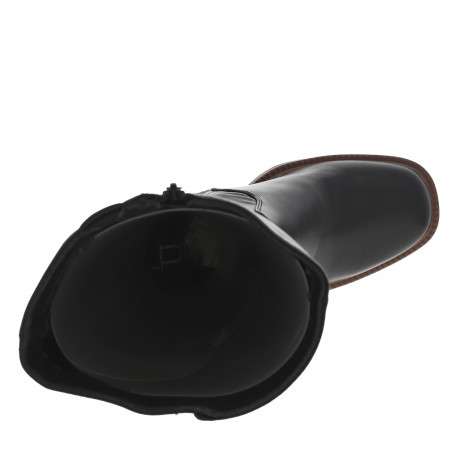 Bottes noires à talon décroché haut avec un zip et soufflet élastiqué caché - Image 5