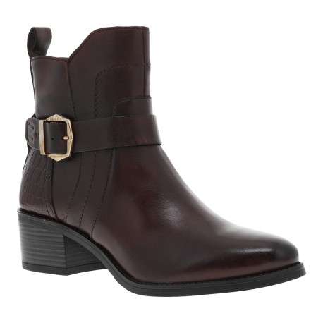 Boots en cuir bordeaux à talon décroché moyen et fermeture zippée