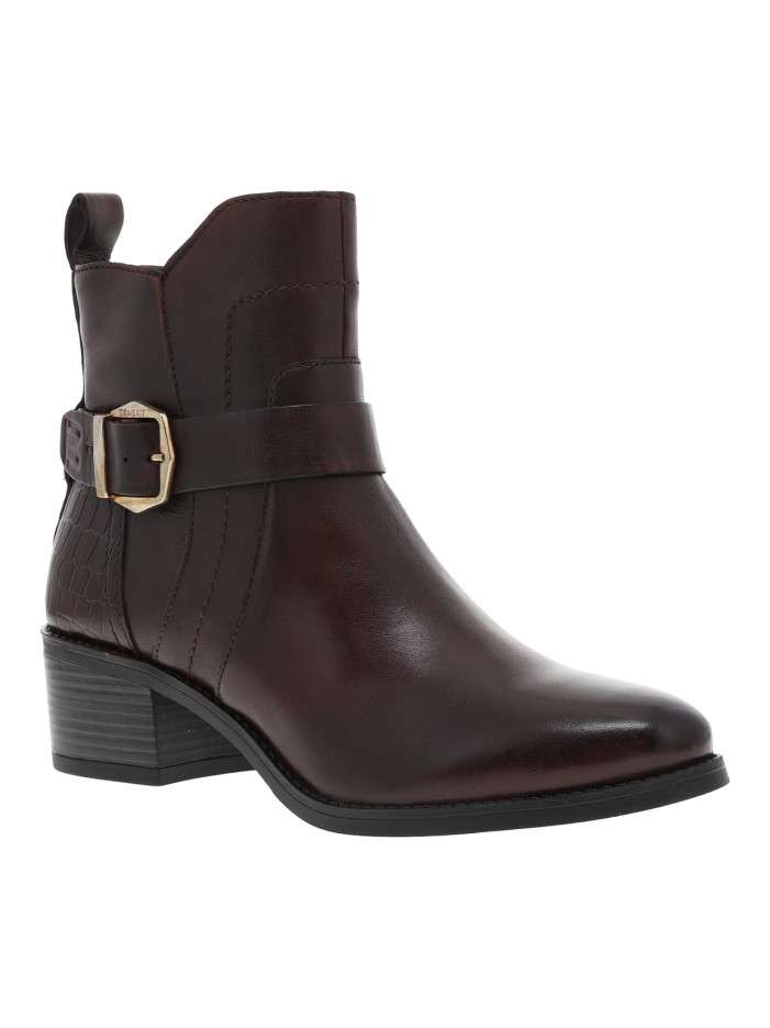 Boots en cuir bordeaux à...