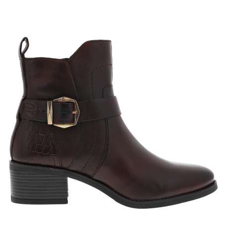 Boots en cuir bordeaux à talon décroché moyen et fermeture zippée - Image 2