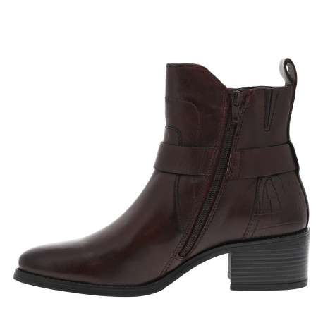 Boots en cuir bordeaux à talon décroché moyen et fermeture zippée - Image 3