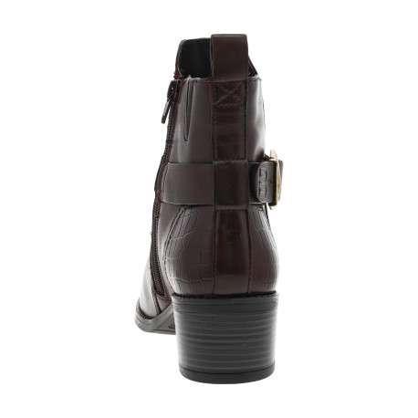 Boots en cuir bordeaux à talon décroché moyen et fermeture zippée - Image 4