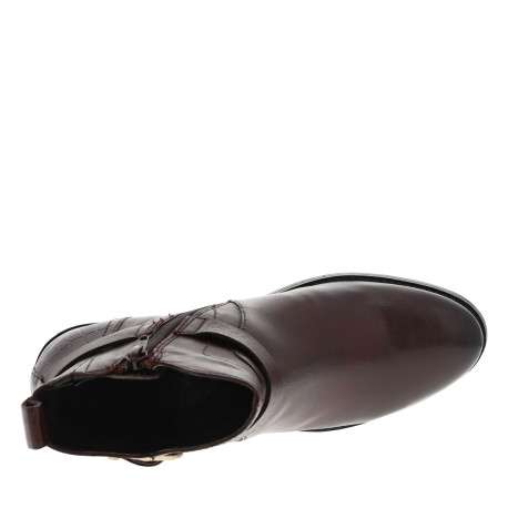 Boots en cuir bordeaux à talon décroché moyen et fermeture zippée - Image 5