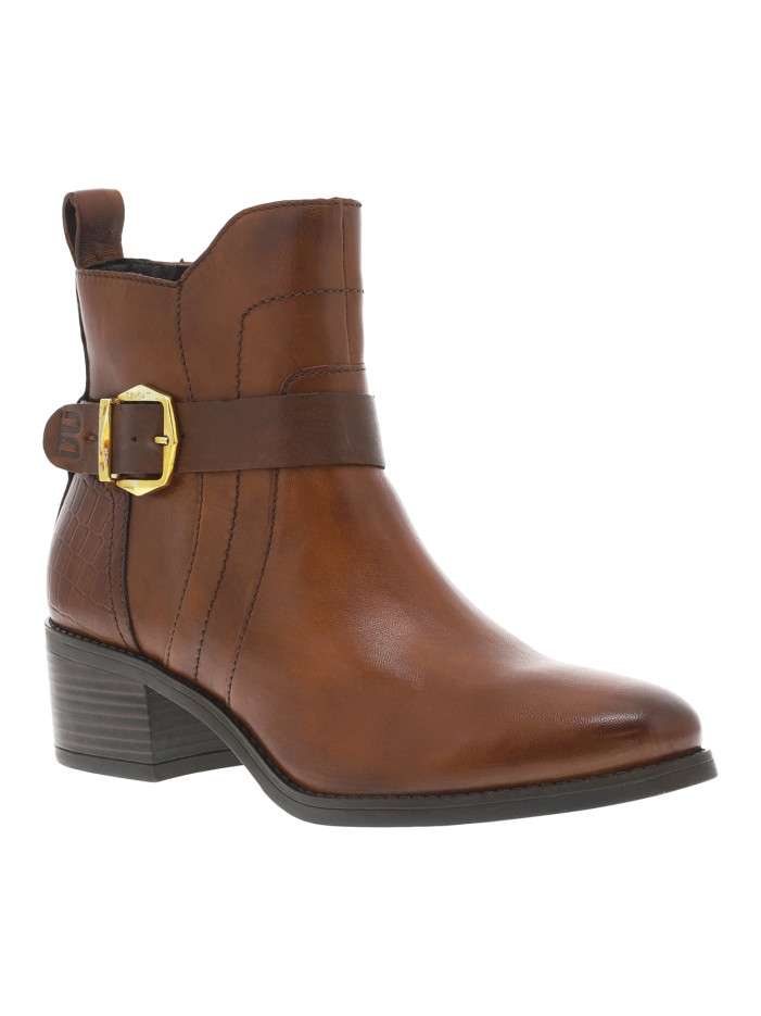Boots en cuir cognac à...