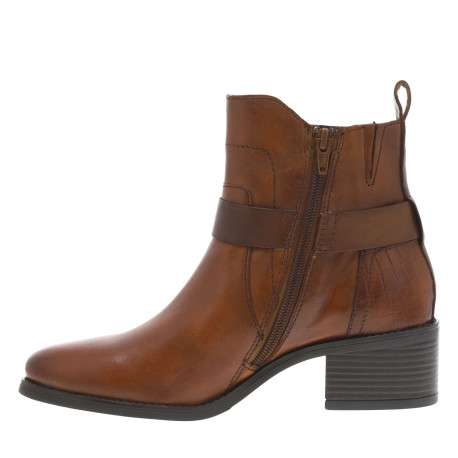 Boots en cuir cognac à talon décroché moyen et fermeture zippée - Image 3