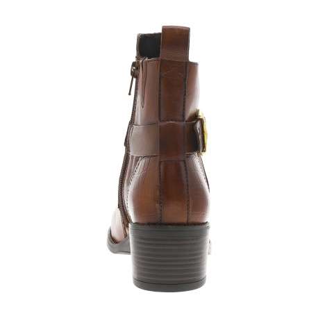 Boots en cuir cognac à talon décroché moyen et fermeture zippée - Image 4