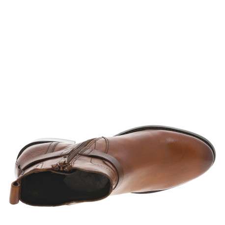 Boots en cuir cognac à talon décroché moyen et fermeture zippée - Image 5
