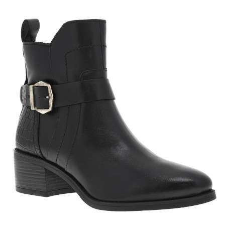 Boots en cuir noires à talon décroché moyen et fermeture zippée