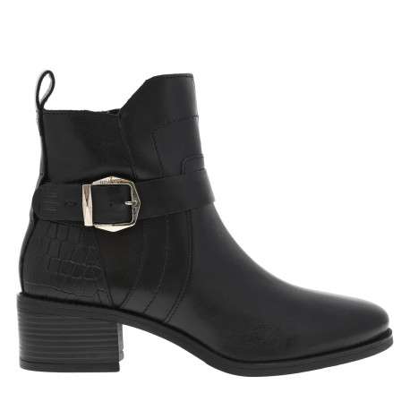 Boots en cuir noires à talon décroché moyen et fermeture zippée - Image 2