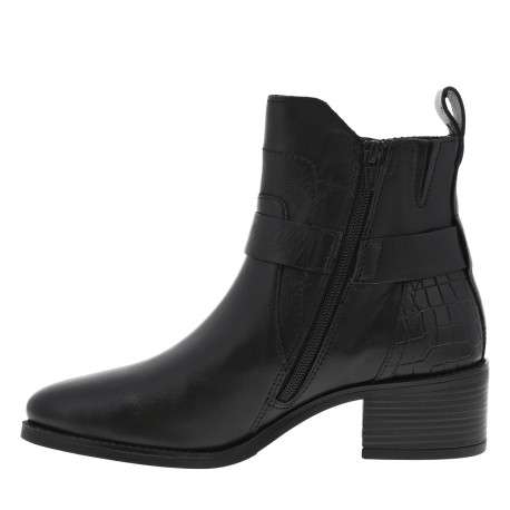 Boots en cuir noires à talon décroché moyen et fermeture zippée - Image 3