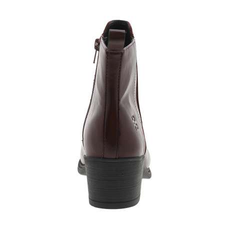 Boots bordeaux à talon décroché bas avec un zip et logo gravé - Image 4