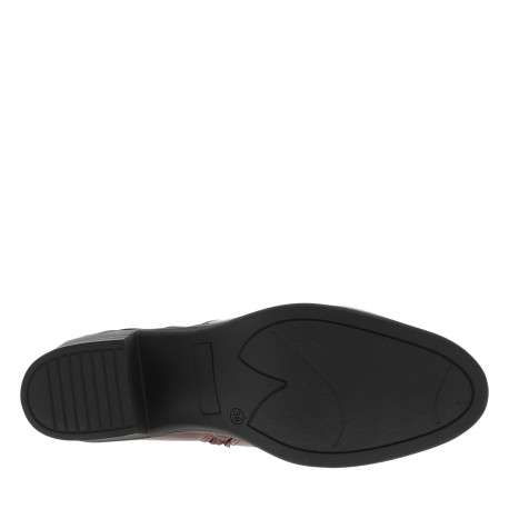 Boots bordeaux à talon décroché bas avec un zip et logo gravé - Image 6