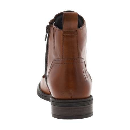 Bottines en cuir cognac avec semelle à talon décroché bas et fermeture zippée - Image 4