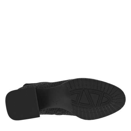 Boots en cuir noires à talon décroché et un zip avec la marque dessus - Image 6