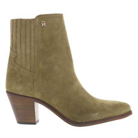 Boots en cuir camel avec semelle à talon décroché moyen et logo doré - Image 2