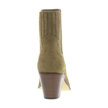Boots en cuir camel avec semelle à talon décroché moyen et logo doré - Image 4