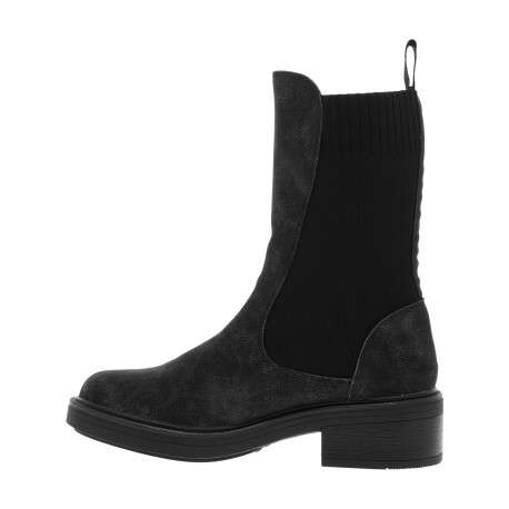 Boots noires à talon décroché bas avec des soufflets élastiqués - Image 3