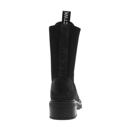 Boots noires à talon décroché bas avec des soufflets élastiqués - Image 4