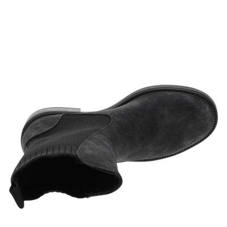Boots noires à talon décroché bas avec des soufflets élastiqués - Image 5