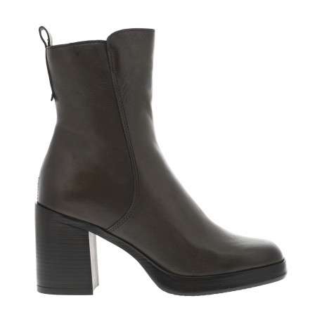 Boots en cuir kaki avec semelle à talon décroché haut et fermeture à zip - Image 2