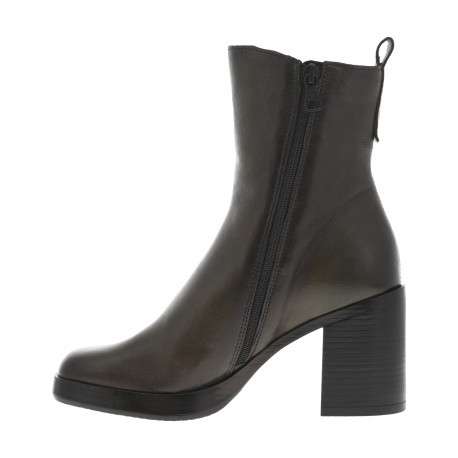 Boots en cuir kaki avec semelle à talon décroché haut et fermeture à zip - Image 3