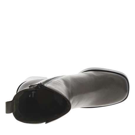 Boots en cuir kaki avec semelle à talon décroché haut et fermeture à zip - Image 5