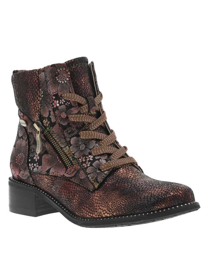Bottines en cuir bordeaux à...
