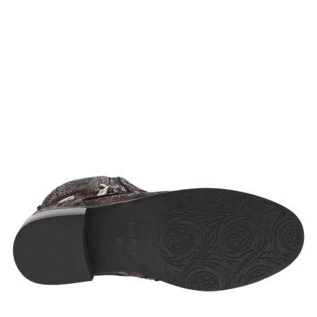 Bottines en cuir bordeaux à talon décroché bas avec des fermetures zippées - Image 6