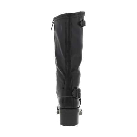 Bottes noires à talon décroché moyen et à zip latéral avec bride et boucles - Image 4