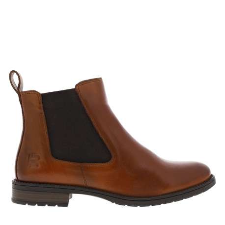 Boots en cuir cognac à talon décroché bas et fermeture zippée - Image 2