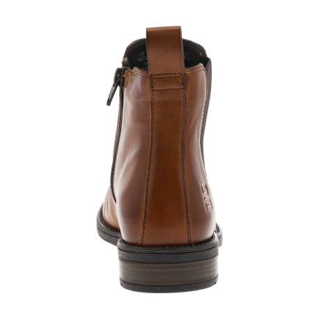 Boots en cuir cognac à talon décroché bas et fermeture zippée - Image 4
