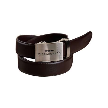 Ceinture en cuir lisse marron pourvue d'une fermeture à boucle