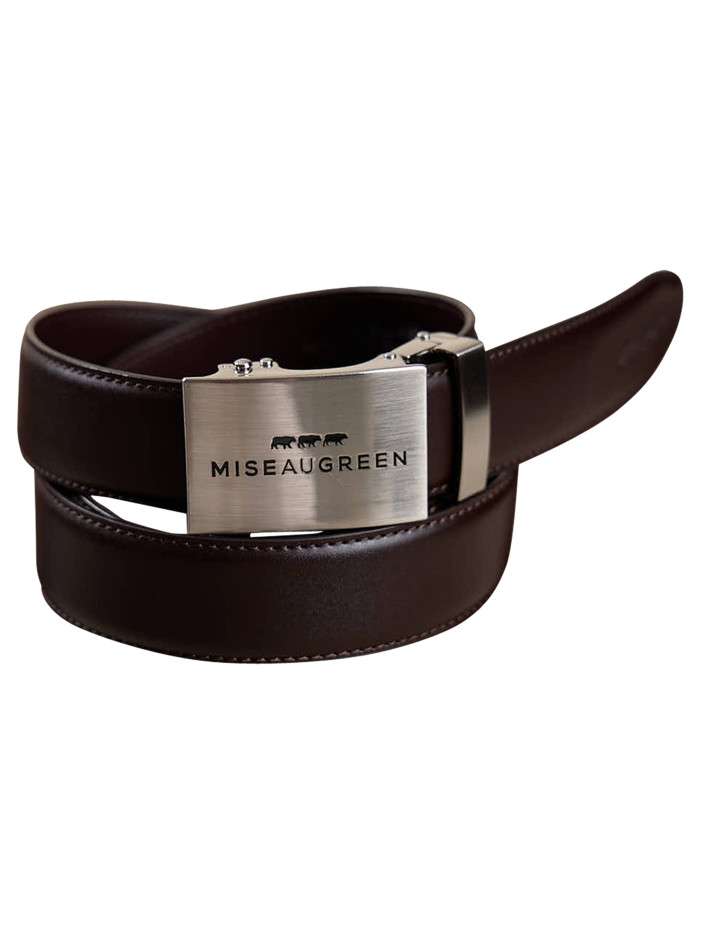 Ceinture en cuir lisse marron pourvue d'une fermeture à boucle
