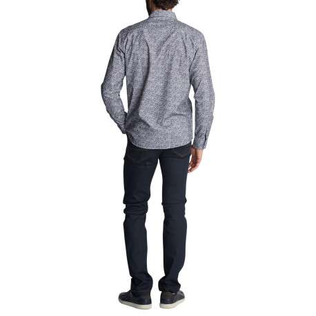Chemise en coton bleu à motifs fleuris pourvu d'un col à revers à coupe droite - Image 2