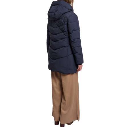 Doudoune marine à coupe droite pourvue d'un col à capuche et de manches longues - Image 2