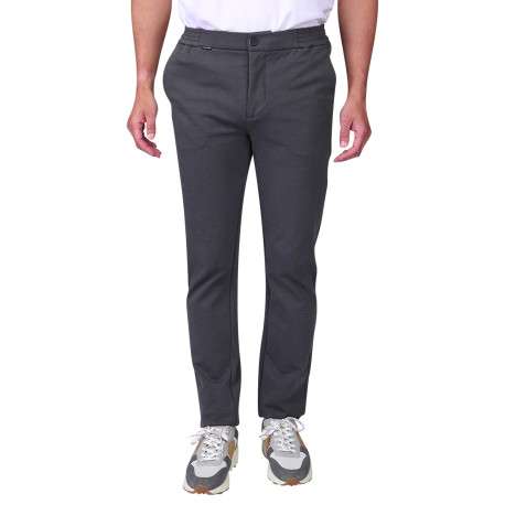Pantalon anthracite à coupe droite pourvu d'une taille semi-élastiquée