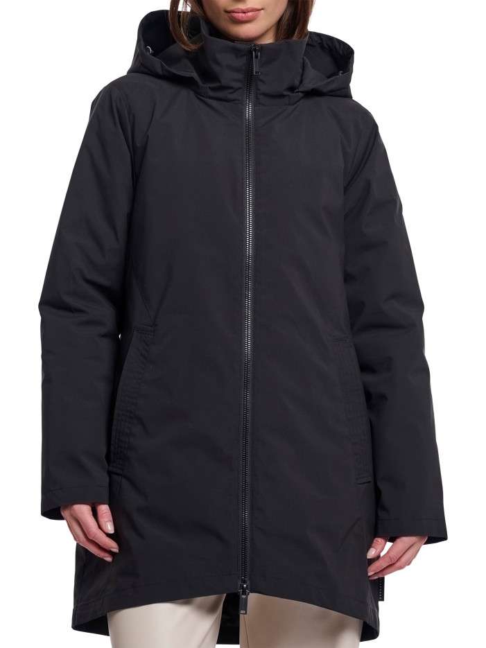 Parka noire à coupe droite...