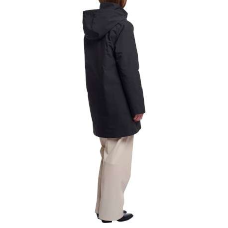 Parka noire à coupe droite pourvue d'un col montant à capuche - Image 2