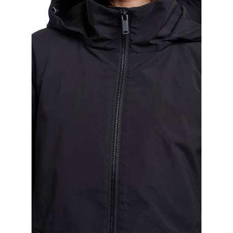 Parka noire à coupe droite pourvue d'un col montant à capuche - Image 3