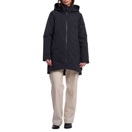 Parka noire à coupe droite pourvue d'un col montant à capuche - Image 4