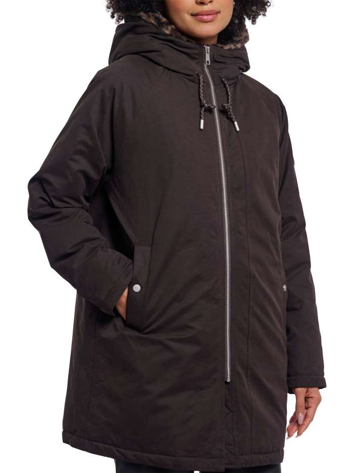 Parka noire à coupe droite...