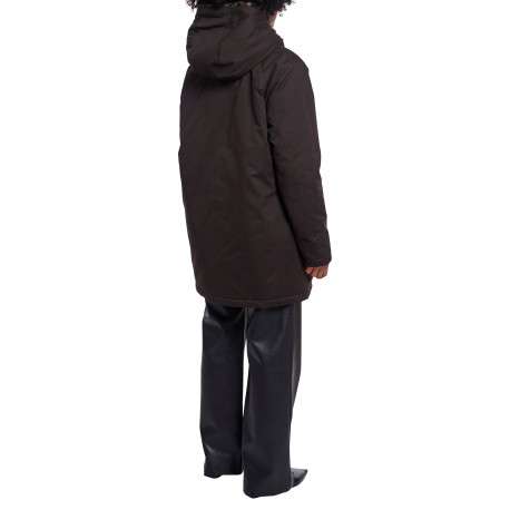 Parka noire à coupe droite pourvue d'un col à capuche et de manches longues - Image 2