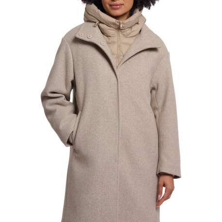 Manteau beige à coupe droite pourvu d'un empiècement amovible - Image 3