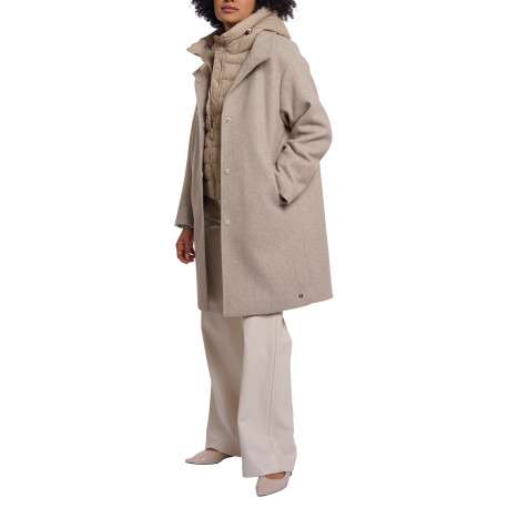 Manteau beige à coupe droite pourvu d'un empiècement amovible - Image 4