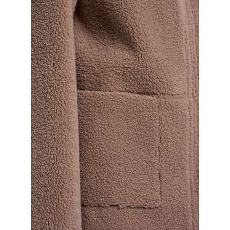 Manteau réversible taupe à coupe droite pourvu d'un col à capuche - Image 4
