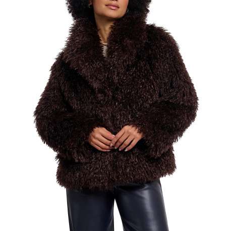 Blouson marron pourvu d'une coupe ajustée et d'un col à revers